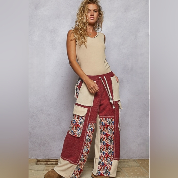 POL Pants - Pxxx NWT POL Designed In Pants Relaxed Thermal Quilted Floral Wide Leg Sm Md Lg